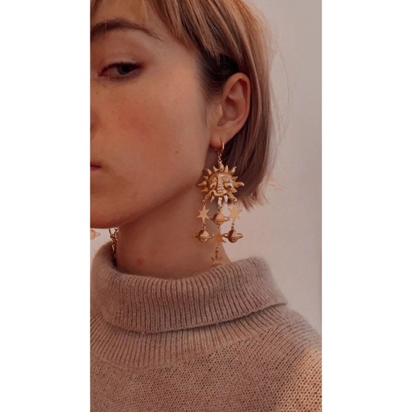 “Summer Solstice” Sun Star Planet Space Earrings - Picture 13 of 13